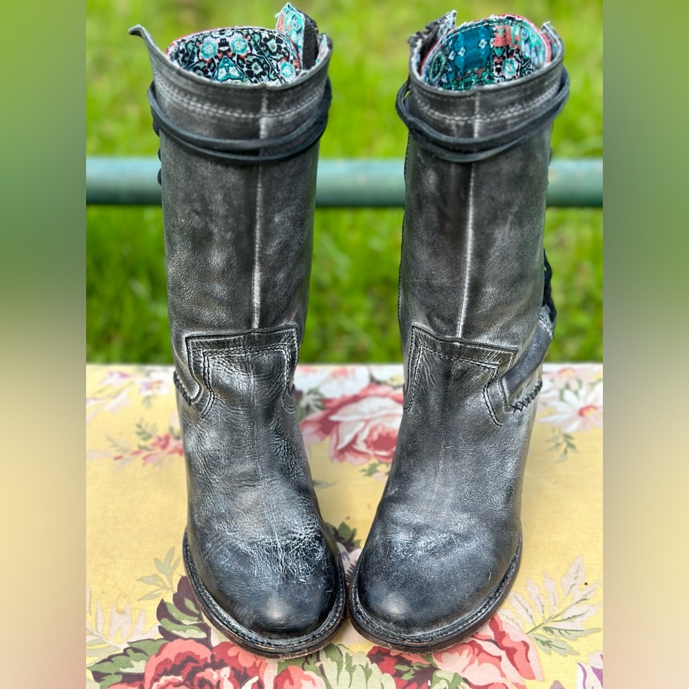 Freebird “Coble” black and red lace up boots